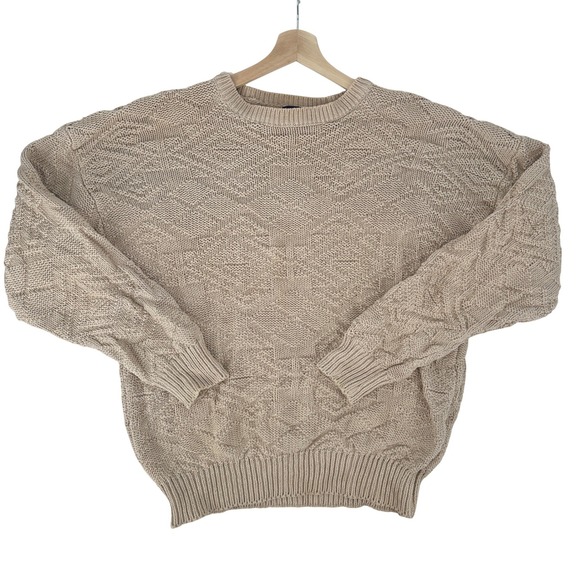 GAP Other - Vtg 80s GAP Men's Tan Textured 3D Knit Sweater Pullover Long Sleeve Crew Neck XL